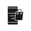 Shopping Bag with mobile phone icon Vector Design. Shopping Bag icon with smartphone design concept for e-commerce, online store Royalty Free Stock Photo