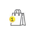 Shopping bag one purchase line icon