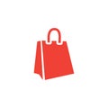 Shopping Bag Red Icon On White Background. Red Flat Style Vector Illustration Royalty Free Stock Photo