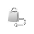 Shopping bag return policy. Consumer service icon. Vector illustration. EPS 10. Royalty Free Stock Photo
