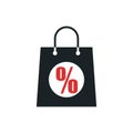 Shopping bag with the sale, discount, percentage symbol icon, flat design best vector icon. Stock vector illustration isolated on Royalty Free Stock Photo