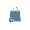 Shopping bag with the sale, discount, percentage symbol icon, flat design best vector icon. Stock vector illustration isolated on Royalty Free Stock Photo