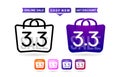 Shopping bag 3.3 sale, handbag 3.3 woman of months sale, labels and tag icons shopping bag and handbag