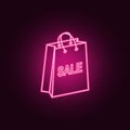 shopping bag with a sale sign neon icon. Elements of Sale set. Simple icon for websites, web design, mobile app, info graphics Royalty Free Stock Photo