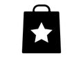 Shopping bag with star five tips icons