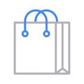 Shopping bag thin line color vector icon
