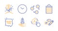 Shopping bag, Time and Friends community icons set. Ab testing, Crowdfunding and Bitcoin project signs. Vector