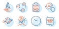 Shopping bag, Time and Friends community icons set. Ab testing, Crowdfunding and Bitcoin project signs. Vector