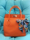 Shopping bag toolbox orange bag hermes scarf silkscarf twilly Royalty Free Stock Photo