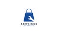 Shopping bag  with tools services logo vector icon design illustration Royalty Free Stock Photo