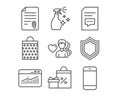 Shopping bag, Website statistics and Security icons. Comments, Man love and Attachment signs. Royalty Free Stock Photo