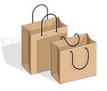 Shopping bags big sale, sellout, retail, Black Friday discount, eco paper bag isolated on white background. Vector 3d isometric