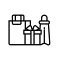 Shopping Bags- black linear Shopping Bags vector illustration symbol icon