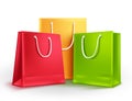 Shopping Bags For Fashion And Clothing Vector Illustration. Colorful Group Of Empty Paper Bags