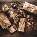 shopping bags filled with gifts and decorations