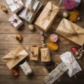 shopping bags filled with gifts and decorations