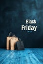 Shopping bags,flat vector background,copy space,Black Friday concept banner,sale promotion poster Royalty Free Stock Photo