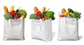 Shopping bags with groceries on white Royalty Free Stock Photo