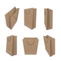 Shopping bags kraft paper realistic mockups. Carton packaging empty blank templates. Royalty Free Stock Photo