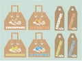 Shopping bags, labels collection. White, orange, green, blue mountains and trees Royalty Free Stock Photo