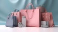 Shopping bags like electronics, shoes, cosmetics. Shopping business concept, 3d rendering, generative ai