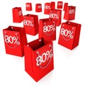 Shopping bags with 80% Royalty Free Stock Photo