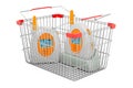 Shopping basket with audio baby monitor, baby alarm. 3D rendering Royalty Free Stock Photo