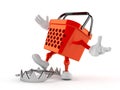 Shopping basket character with bear trap