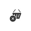 Shopping basket. Cross mark. Isolated icon. Commerce glyph vector illustration