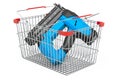 Shopping basket with electric brad nailer, 3D rendering