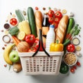 Shopping basket filled with groceries