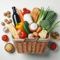 Shopping basket filled with groceries Royalty Free Stock Photo