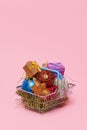 Shopping basket full of christmas ornaments Royalty Free Stock Photo