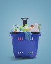 Shopping basket full of cleaning products Royalty Free Stock Photo