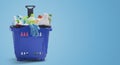 Shopping basket full of cleaning products Royalty Free Stock Photo