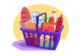 Shopping basket full of fresh groceries Royalty Free Stock Photo