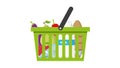 Shopping basket full of healthy organic fresh and natural food. Flat vector icon Royalty Free Stock Photo