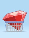 Shopping Basket Gem Diamond Ruby Crystal Royalty Free Stock Photo