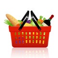 Shopping basket with groceries Royalty Free Stock Photo