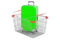 Shopping basket with Hardside Luggage with Spinner Wheels and Telescoping Handle, 3D rendering