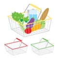 Shopping basket healthy organic fresh and natural food vector icon Royalty Free Stock Photo