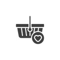 Shopping basket and heart vector icon