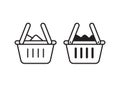 Shopping basket icon with black and white design Royalty Free Stock Photo