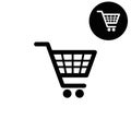 Shopping basket icon, black and white icons for web design