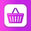 Shopping basket icon flat style. Plastic shopping basket in a supermarket isolated on white background. Shopping bag Royalty Free Stock Photo