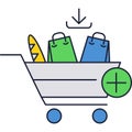 Shopping basket icon grocery purchase flat vector Royalty Free Stock Photo