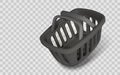 Shopping Basket Icon, Realistic Empty Plastic Market Container With Handles, Isometric View On Transparent Background. Vector Royalty Free Stock Photo