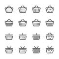 Shopping basket icon set, line version, vector eps10 Royalty Free Stock Photo