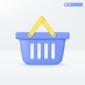 Shopping basket icon symbols. support, Grocery shop, market, sale event, online Shopping concept. 3D vector isolated illustration Royalty Free Stock Photo