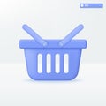 Shopping basket icon symbols. support, Grocery shop, market, sale event, online Shopping concept. 3D vector isolated illustration Royalty Free Stock Photo